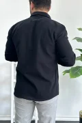 Erkek Krinkıl Kumaş Gömlek Siyah Edw362