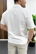 Erkek Kabartma Baskılı Tişört Beyaz Edw489