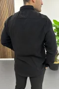 Erkek Müslin Kumaş Pamuklu Gömlek Siyah Edw488