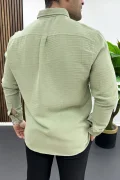 Erkek Müslin Kumaş Pamuklu Gömlek Yeşil Edw488