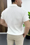 Erkek Polo Yaka Likralı Tişört Beyaz Edw491