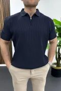 Erkek Polo Yaka Likralı Tişört Lacivert Edw491