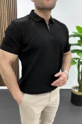 Erkek Polo Yaka Likralı Tişört Siyah Edw491