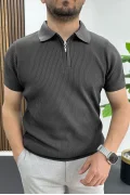 Erkek Polo Yaka Likralı Tişört Füme Edw491
