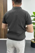 Erkek Polo Yaka Likralı Tişört Füme Edw491