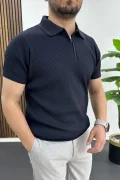 Erkek Polo Yaka Likralı Tişört Lacivert Edw491