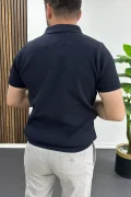 Erkek Polo Yaka Likralı Tişört Lacivert Edw491
