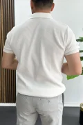 Erkek Polo Yaka Likralı Tişört Beyaz Edw491