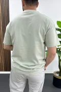 Erkek Kabartma Baskılı Tişört Yeşil Edw489