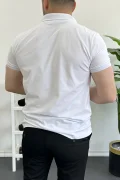 Erkek Slim Fit Düz Renk Pamuklu Soft Polo Tişört Beyaz Edw365