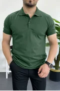 Erkek Slim Fit Düz Renk Pamuklu Soft Polo Tişört Yeşil Edw365