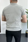 Erkek Slim Fit Düz Renk Pamuklu Soft Polo Tişört Gri Edw365