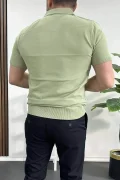 Erkek Açık Yaka Bloklu Tişört Yeşil Edw237