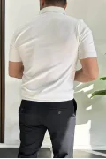 Erkek Açık Yaka Çizgli Tişört Beyaz Edw236