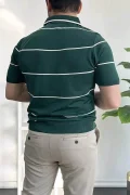 Erkek Açık Yaka Yan Çizgili Tişört Koyu Yeşil Edw259