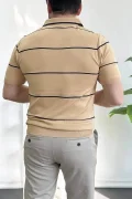 Erkek Açık Yaka Yan Çizgili Tişört Sarı Edw259