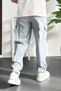 Erkek Baggy Kalıp Kargo Cepli Pantolon Açık Mavi Edw131