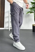Erkek Baggy Kalıp Kargo Cepli Pantolon Füme Edw131