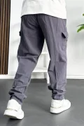Erkek Baggy Kalıp Kargo Cepli Pantolon Füme Edw131