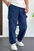 Erkek Baggy Kalıp Kargo Cepli Pantolon Lacivert Edw131