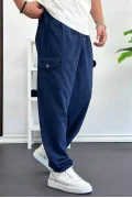 Erkek Baggy Kalıp Kargo Cepli Pantolon Lacivert Edw131