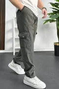 Erkek Baggy Kalıp Kargo Cepli Pantolon Yeşil Edw131