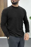 Erkek Bisiklet Yaka Sweatshirt Siyah Edw436