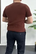 Erkek Bisiklet Yaka Triko Tişört Kiremit Edw233
