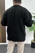 Erkek Düğmeli Rahat Kesim Hırka Siyah Edw416