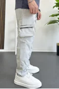 Erkek İnce Baggy Kalıp Kargo Pantolon Gri Edw164
