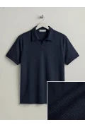 Erkek Nefes Alan Kumaş Polo Yaka Tişört Lacivert Edw505