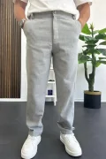 Erkek Normal Kesim Keten Pantolon Gri Edw386