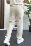Erkek Normal Kesim Keten Pantolon Kırık Beyaz Edw386