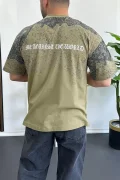 Erkek Oversize Ön ve arka baskılı Desenli Tişört Yeşil Edw369