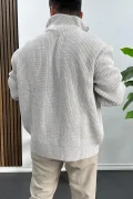 Erkek Oversize Örgü Hırka Gri Edw433