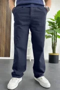 Erkek Rahat Kalıp Keten Pantolon Lacivert Edw266