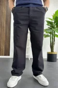 Erkek Rahat Kalıp Keten Pantolon Siyah Edw266