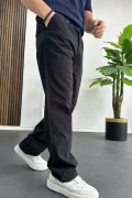 Erkek Rahat Kalıp Keten Pantolon Siyah Edw266