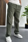 Erkek Rahat Kalıp Keten Pantolon Yeşil Edw266