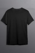 Erkek Slim Fit Düz Bisiklet Yaka Siyah Tişört Edw028