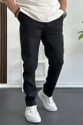 Erkek Slim Fit İnce Keten Pantolon Siyah Edw114