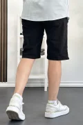 Erkek Slim Fit Likralı Kot Şort Siyah Edw166