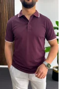 Erkek Soft Kumaş Polo Yaka Tişört Bordo Edw506