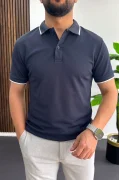 Erkek Soft Kumaş Polo Yaka Tişört Lacivert Edw506