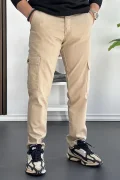 Erkek Yan Cepli Kargo Pantolon Krem Edw184