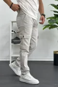 Erkek Yan Cepli Kargo Pantolon Taş Edw184