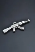 Keleş Ak-47 Kalaşnikof Gümüş Kaplama Kolye