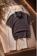 Polo Yaka Tişört Pantolon 2li Takım Kahverengi Edw506Tk