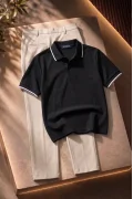 Polo Yaka Tişört Pantolon 2li Takım Siyah Edw506Tk