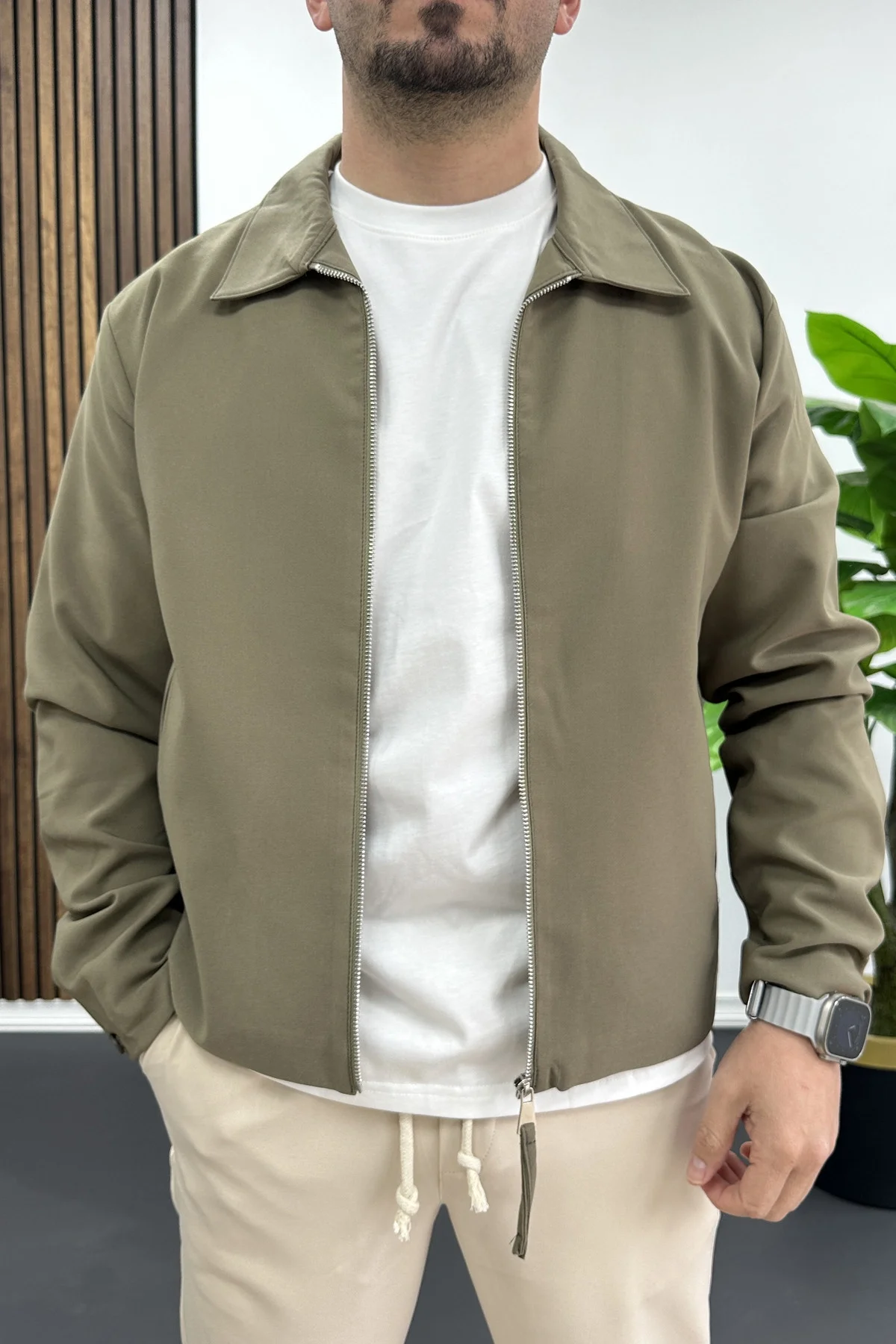 Erkek Normal Kalıp İnce Mevsimlik Ceket Yeşil Edw445